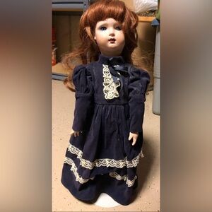 Elegant Navy and Cream Doll with Lace Details